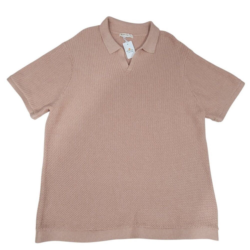 Marine Layer Conrad Sweater Polo Top Mens Size XXL Raw Earth Cotton Soft 2XL NEW